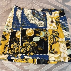 Urban Outfitters Blue and Gold A-line Mini Skirt XS